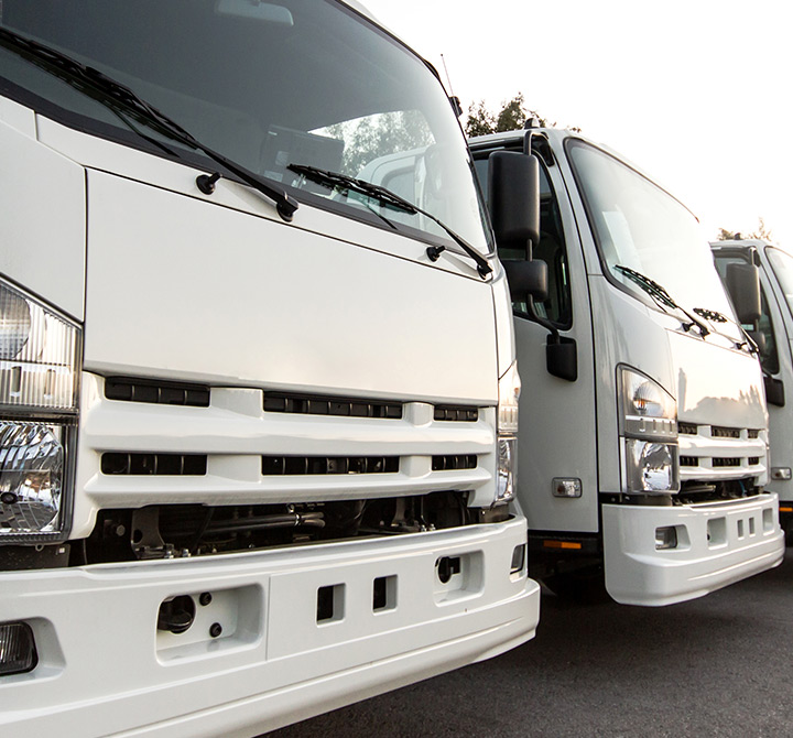 Freight trucks at JPS Motors.