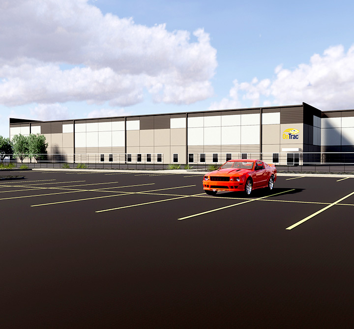Ontrac warehouse parking lot.
