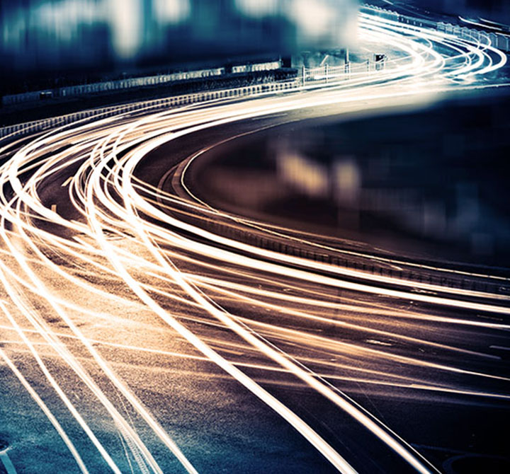 Highway at night with lights