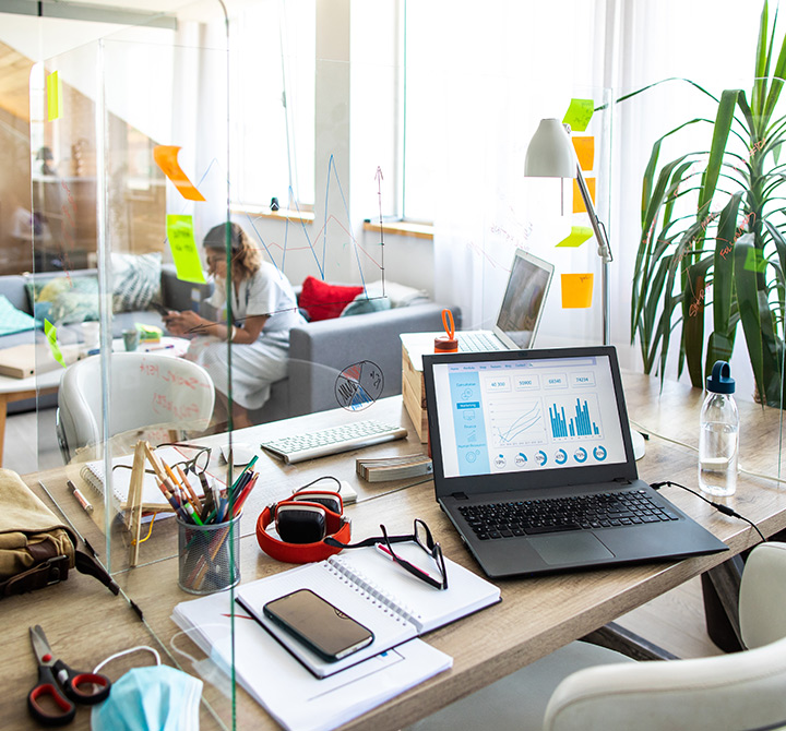 Small business owner working from home office