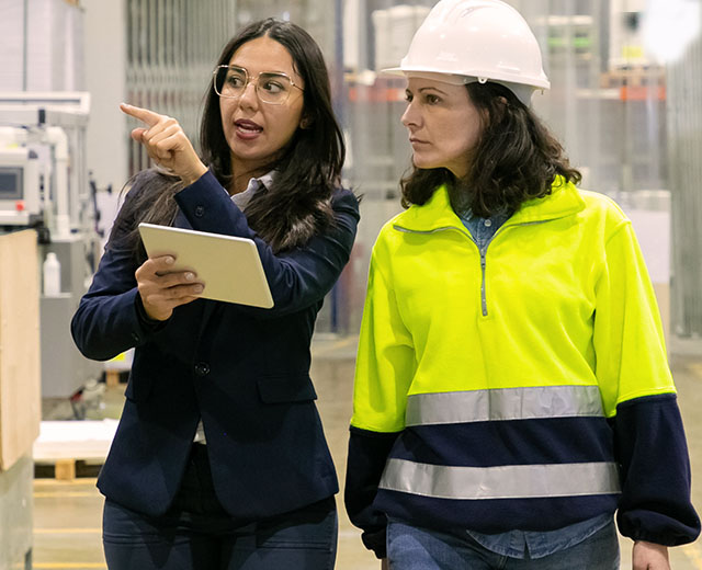 Manufacturing workers in a warehouse